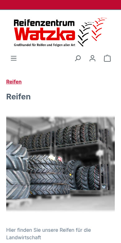Öffentliche Reifenkategorie im Shop von Reifenzentrum Watzka, Mobilansicht